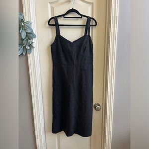 J. Crew Black Heavy Weight Cotton Midi Dress